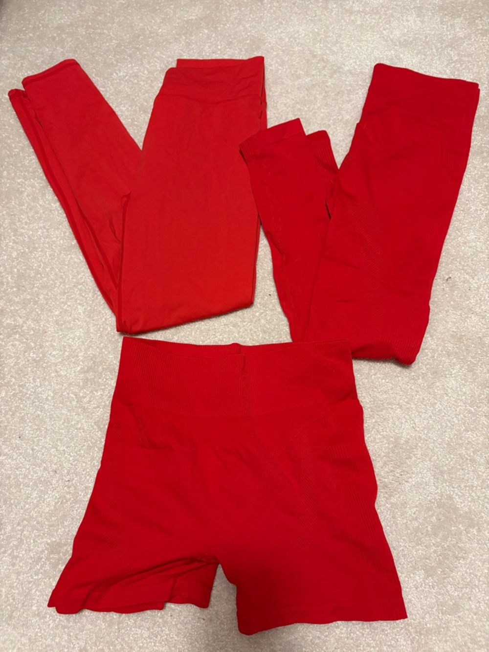 Bright Red Active Leggings & Shorts Set